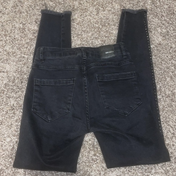 Zara black studded side stripe high rise skinny jeans - Picture 4 of 5